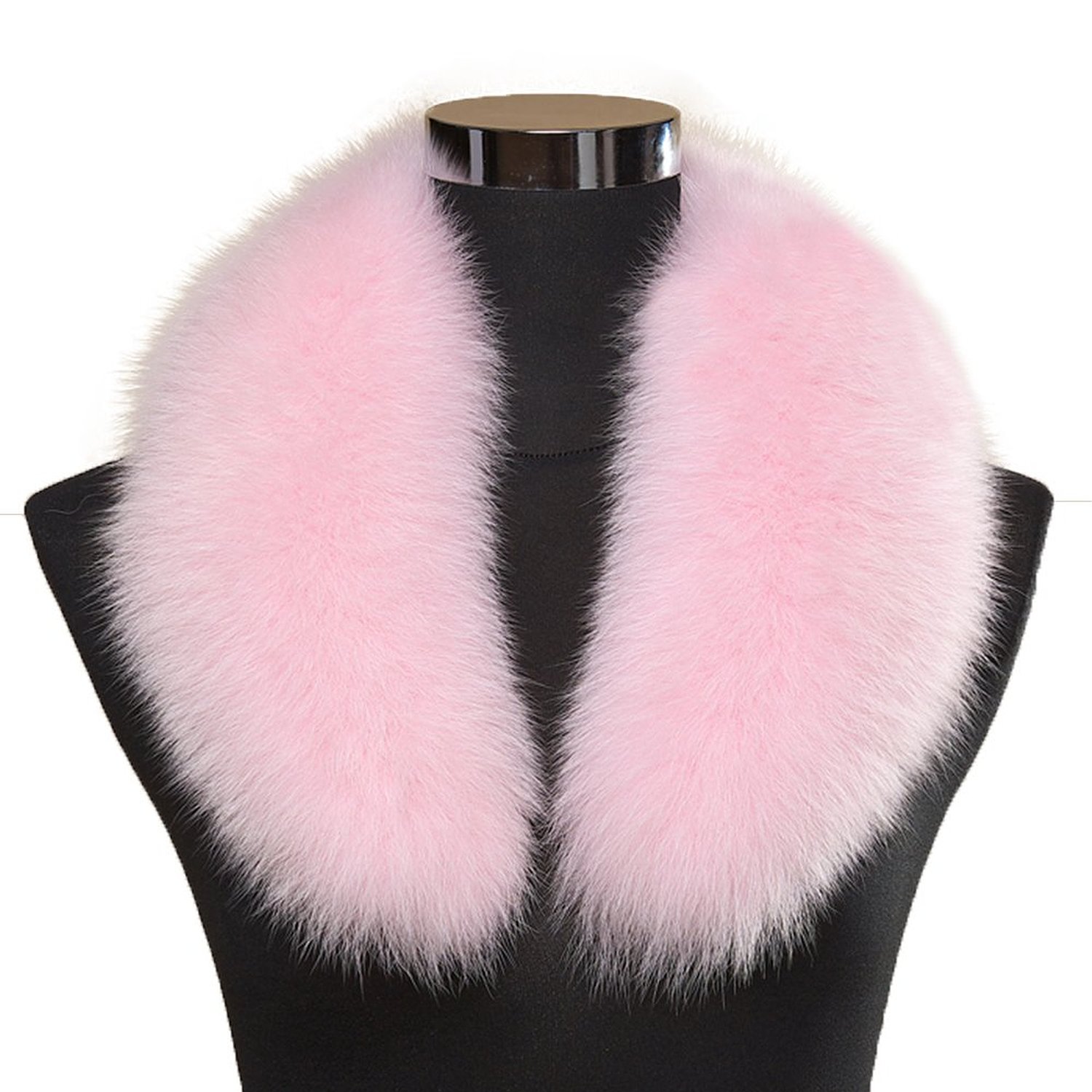 Ferrand New Large Real Genuine Detachable Fox Fur Collar Scarf Wrap Lf01 Pink